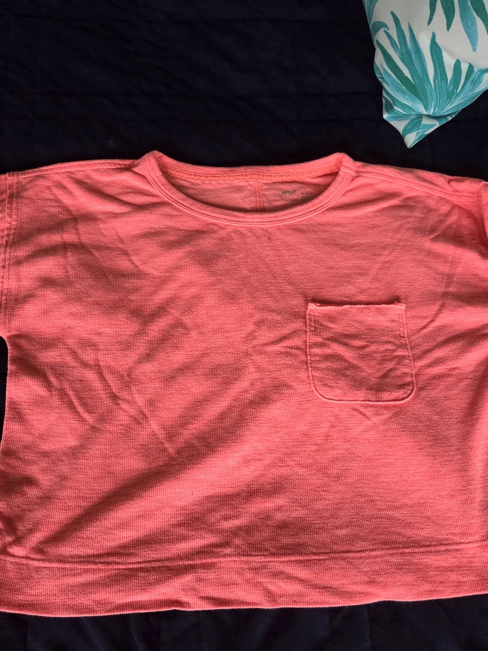 Aerie Neon Coral Pocket Crewneck